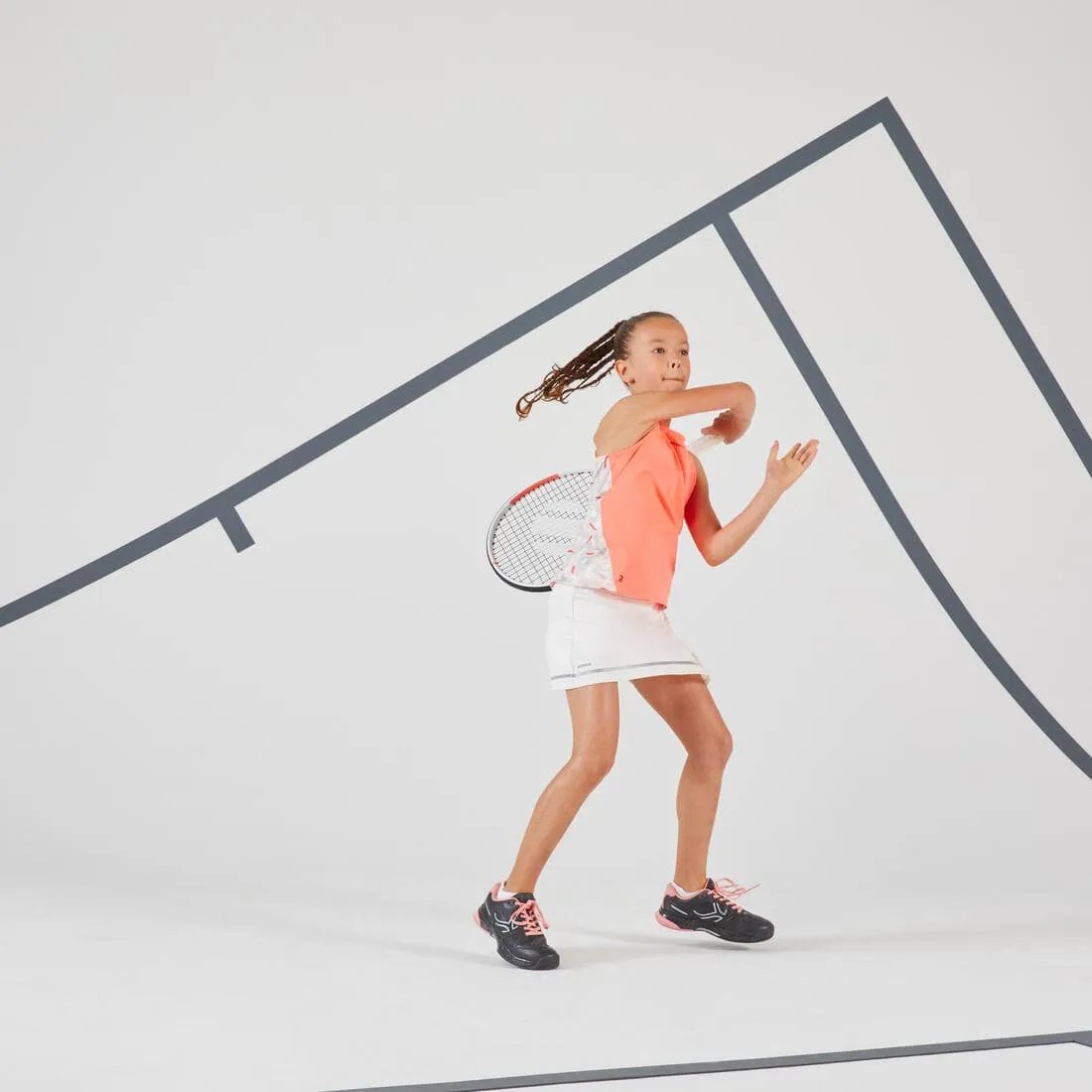 JUPE TENNIS FILLE 900 BLANCHE